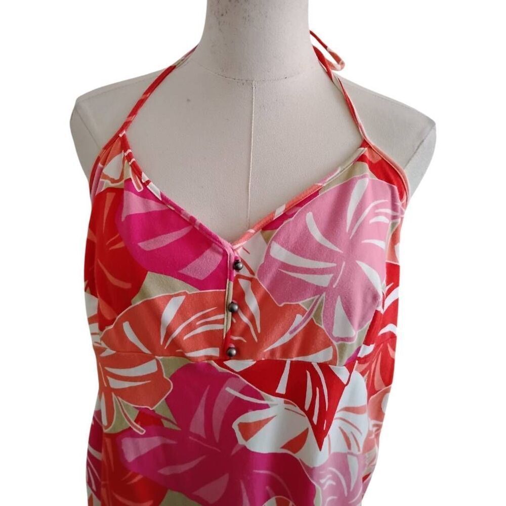 Tommy Bahama‎ Pink/Orange/Red Tropical Halter Sundress Size Large - Picture 3 of 7